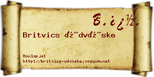 Britvics Üdvöske névjegykártya
